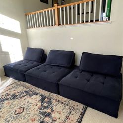 4 Piece Blue Modular Sectional