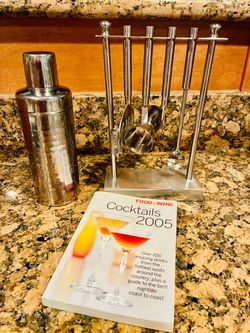 Stainless Steel Bar Tool Set with Cocktail Shaker and Book