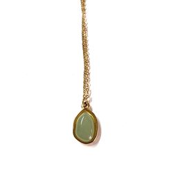 Gold Plated Jade Square Unique Shape Pendant Necklace 