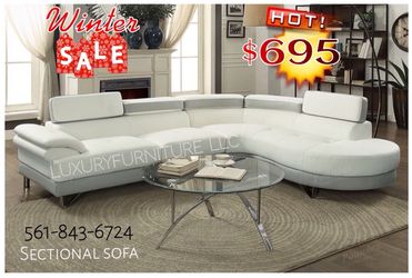 New white & grey bonded leather sofa sectional