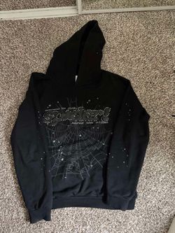 Sp5der Black Graphic Pullover Hoodie