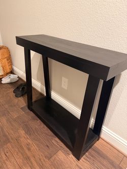 Dark Brown Console Table with Bottom Shelf