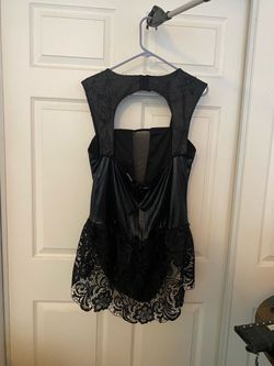 Black Lace and Satin Open-Back Mini Dress