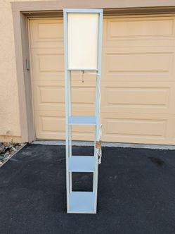 Blue Floor Lamp with Built-In Shelves