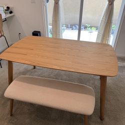 LIKE NEW! Modern wood dining table with bench