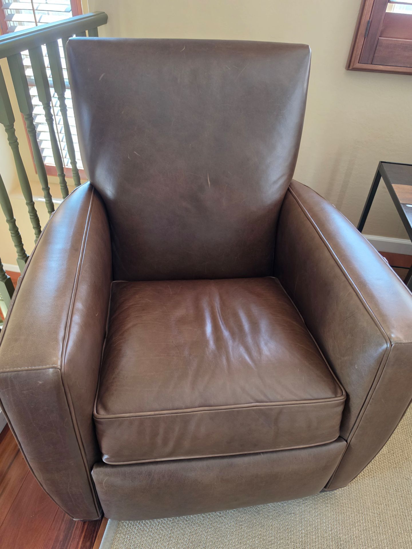 Crate and Barrel Brown Leather Recliner