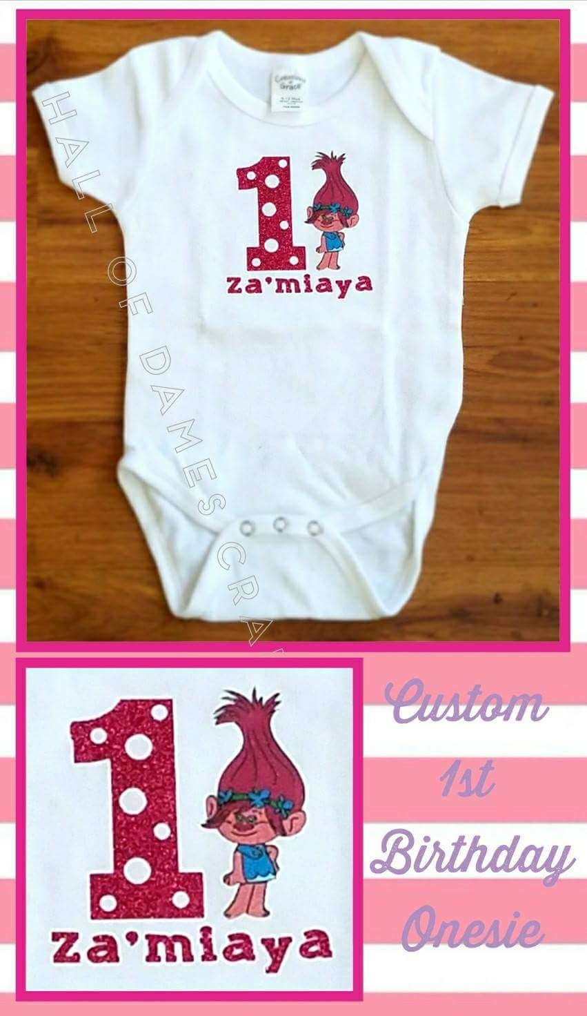 Custom Birthday Baby Onesie - Trolls Theme