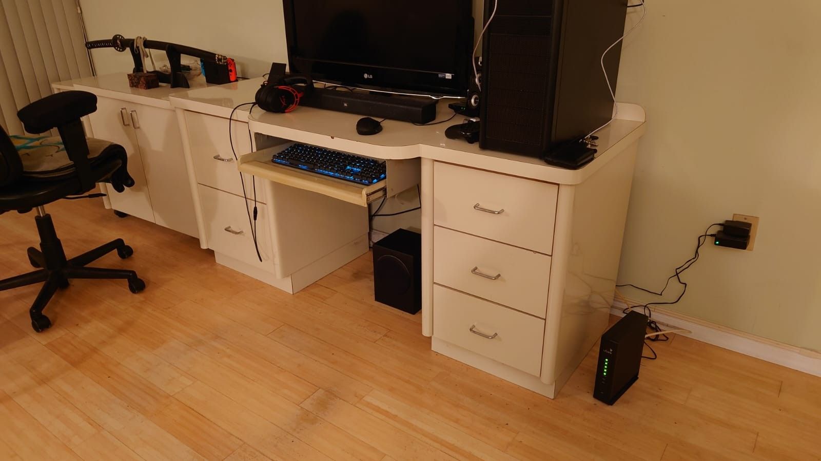 Great Custom Made Desk and Storage Cabinet for Copy/Fax/Scanner