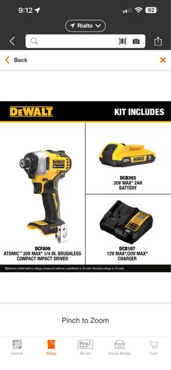 Atomic 20V Max Lithium-Ion Brushless Cordless Compact 1/4 in. Impact Driver Kit with 2.0Ah Battery and Charger new