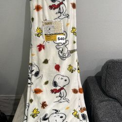 Peanuts Snoopy Woodstock Fall Autumn Twin Blanket