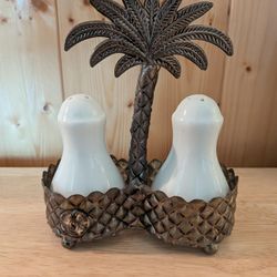 Vintage Pineapple And Palm Tree Salt And Pepper Shakers