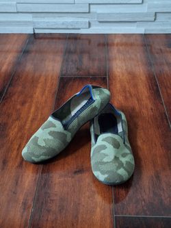 Rothy’s Kids Loafer Flats Olive Camo Size 4 Slip On Shoes Missing Insoles