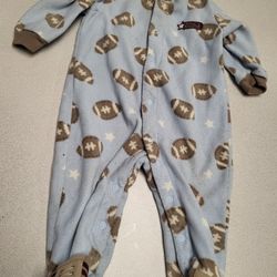 Boys 3-6 months Carters Child of Mine MOMMYS ALLSTAR football print blue/brown fleece sleeper Lot A