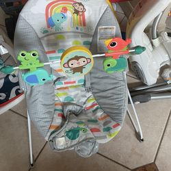 Bright Starts Vibrating Baby Bouncer Chair With Removable Toys 