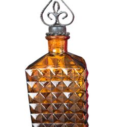 Diamond Cut Amber Glass Decanter from Spain