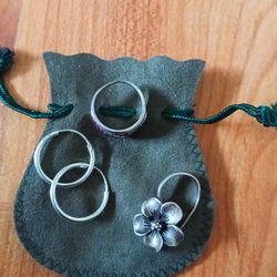 Silver Earrings Plus Rings 