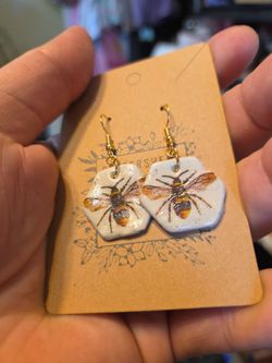 Handmade Clay Bee earrings