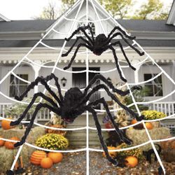 200” Spider Web With 2 Giant Spiders