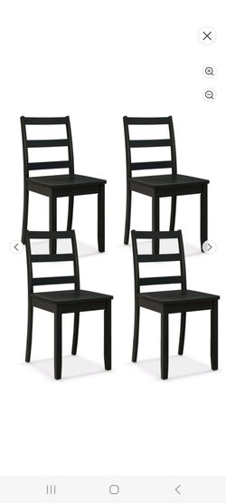 Set of 4 Dining Chairs Ladder Back Armless Side Chair with Solid Rubber Wood Legs