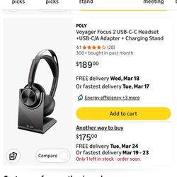 Poly Voyager Focus 2 Headset w/ Charging Stand