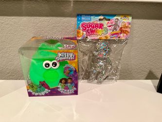 Kitty Cat Squeeze Squishy Purrfect Squeeze Sensory Toy Green PPNC *NEW* And Sugar Swap Onesies Squishy Babies- Luxury Edition Gold and Silver Set Bran