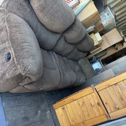 Brown Comfortable Couch With Recliner
