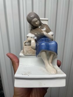 Porcelain Figurine Sleeping Girl with Basket