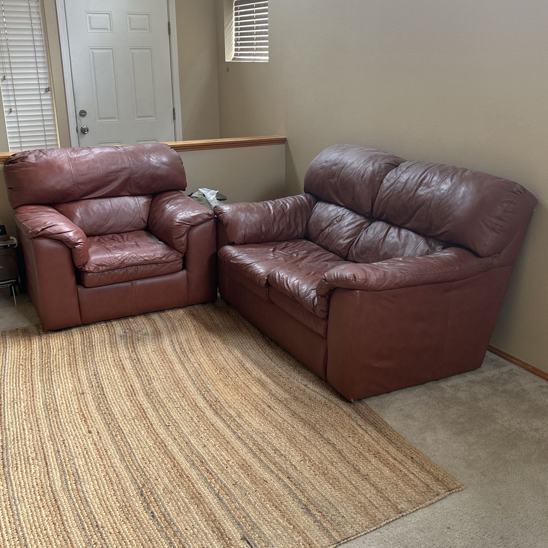 Leather sofa and and chair