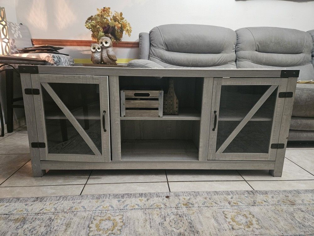 Gray Farm House Tv Stand Console