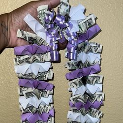 Lilac/ Light Purple & White Graduation Money Lei