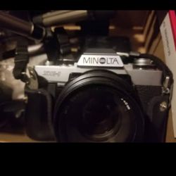 Minolta Camera With Tripod And Case Everything It Needs