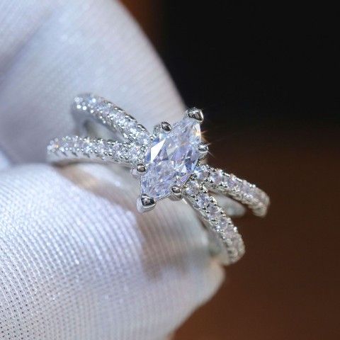 "Beautiful White Marquis Zircon Micro Pave Trendy Wedding Ring for Women, PD025