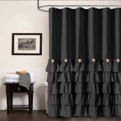 Black Ruffle Shower Curtain 72" x 84"