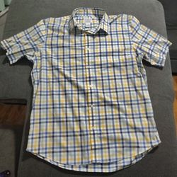 LL Bean Shirt Mens Large Button Down Traditional Fit Yellow Plaid Stretch