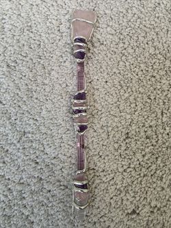 Rose Quartz Amethyst Clear Quartz Crystal Healing Love Wand 5.5"