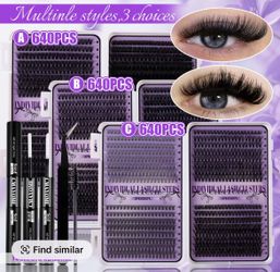 9–16mm DIY Lash Cluster Set, Individual Lash Clusters, Individual False Eyelash, 640-Piece Ultra-Soft Wispy Volume, Tapered Cat-Eye 10D–100D Mixed Den