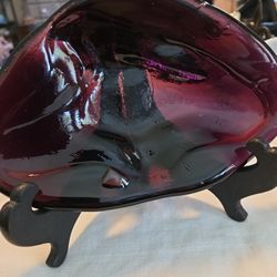 Vtg Blenko Glass Art Dish/Ashtray Amethyst 