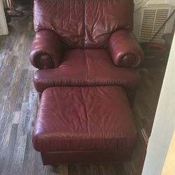  Leather Chair and Ottoman 