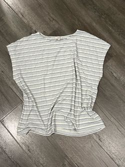 LOFT OUTLET XL White Black Gold Dotted Striped Short Sleeve Top