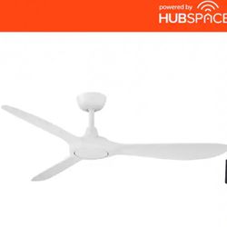 Tager 52 in. Smart Indoor/Outdoor Matte White Ceiling Fan without Light with Remote Powered by Hubspace