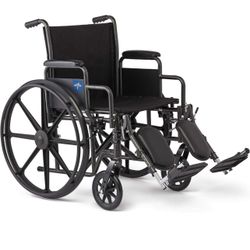 Medline Comfortable Folding Wheel Chair With Swing Back Elevating Footrests