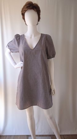 Gingham Mini Dress with Puff Sleeves