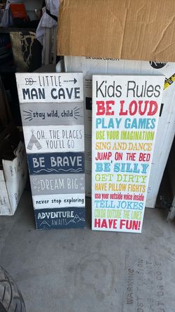 Kids Room Decorative Wood Signs Set of 2
