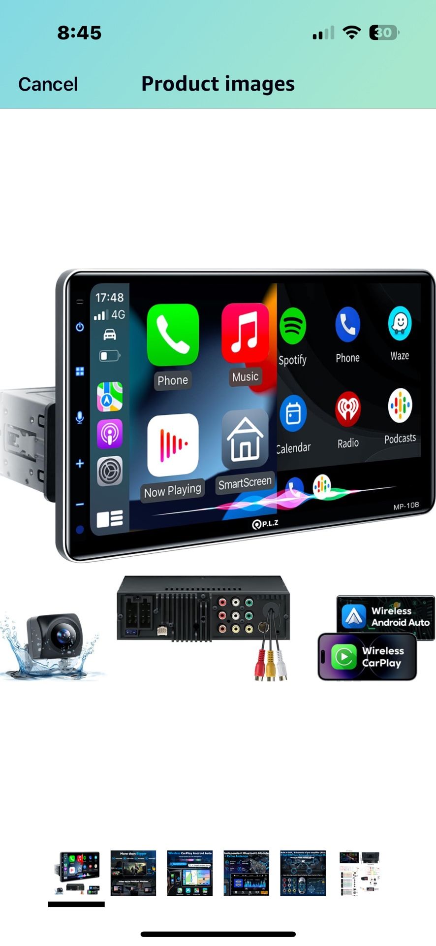 PLZ 108 Single Din Car Radio Stereo, Wireless Apple Carplay, Bluetooth Audio Receiver, Android Auto, 4.2 Channel Pre Amplifier 240W, 2 Subwoofer, 10.1