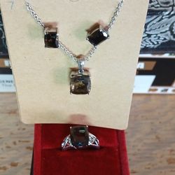 Smokey Quartz Pendant/Ring/Earrings