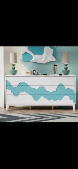 9 Drawer 63” flowing water pattern dresser