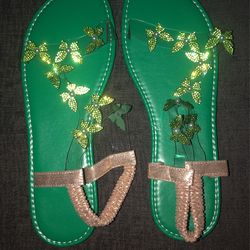 Green Butterfly Sandals