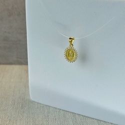 18k Gold plated Our Lady of Guadalupe zircon medal pendant.