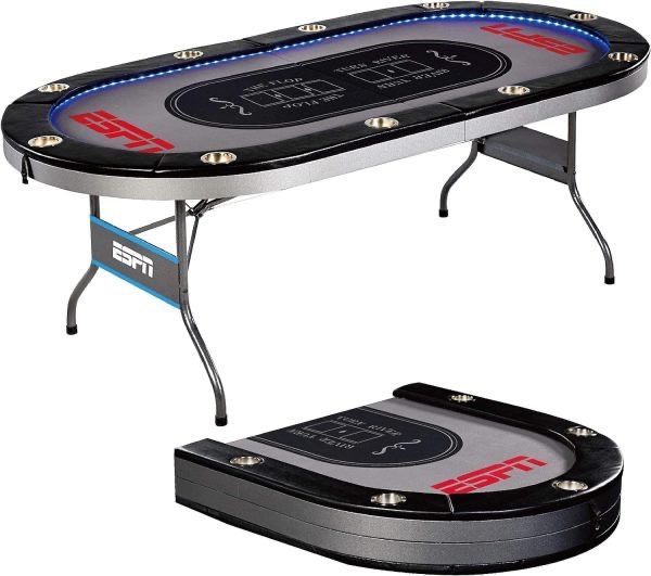 ESPN 10 Player Premium Poker Table With LED Lights (USED)