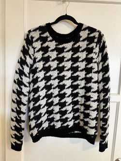 Forever 21 Black White Houndstooth Sweater Medium